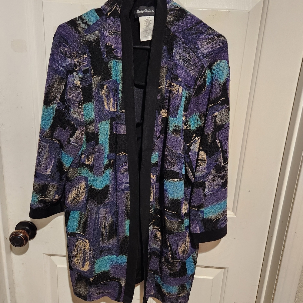 Vintage 80s artsy open abstract jacket Art Teacher Slinky Travel Funky 20W